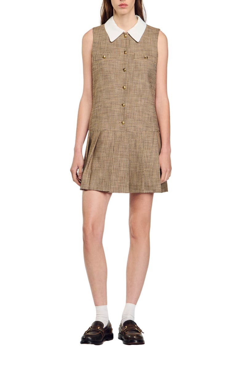 SANDRO Short micro houndstooth dress, Main, color, 