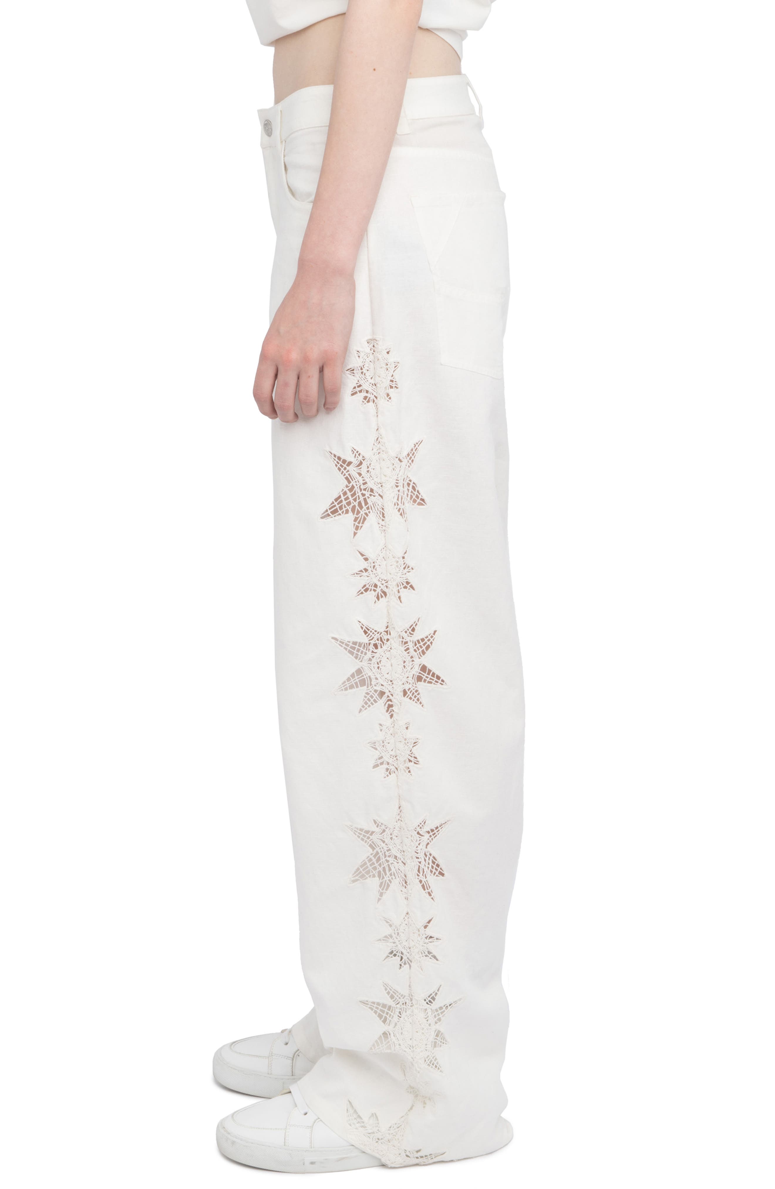 Elfy Embroidered Detail Cotton & Linen Pants (Women) | Nordstrom