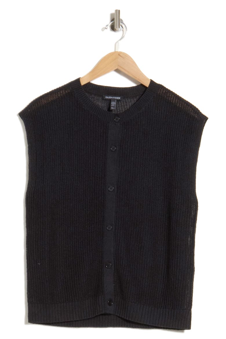 Organic Linen & Organic Cotton Sweater Vest, Alternate, color, BLACK