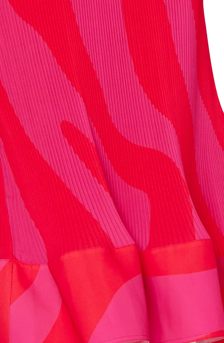 Milly Melina Tiered Zebra Stripe Plissé Midi Dress, Alternate, color, 