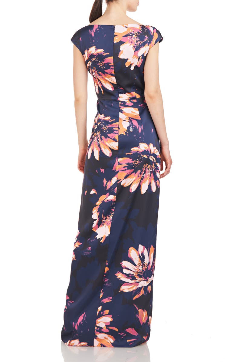 Kay Unger Wafa Floral Column Gown, Alternate, color, 