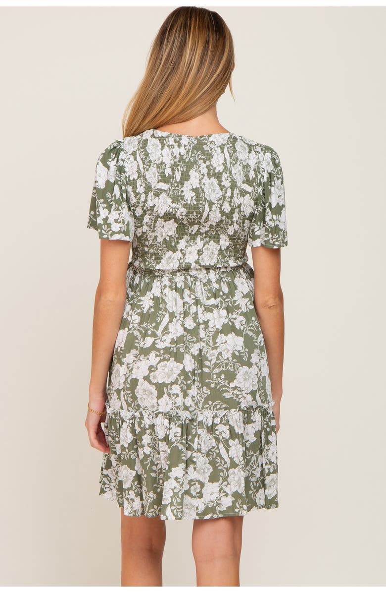 PinkBlush Floral Smocked Ruffle Accent Dress, Alternate, color, Light Olive