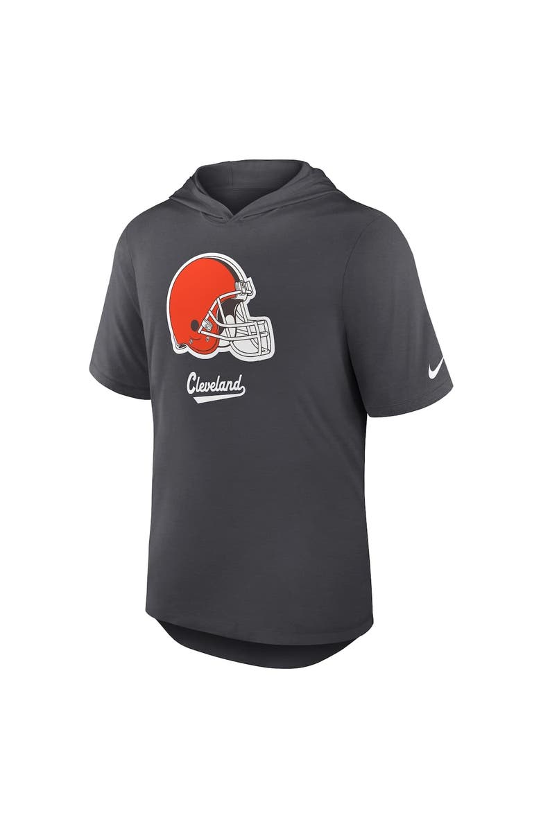 Nike Men's Nike Anthracite Cleveland Browns Tri-Blend Performance Hoodie T-Shirt, Alternate, color, Anthracite