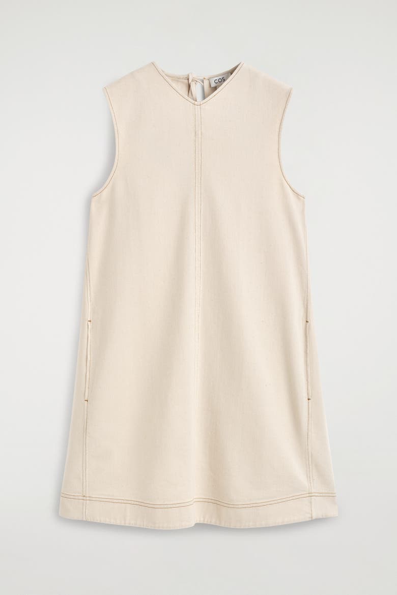 V-neck Open-back Denim Mini Dress, Alternate, color, ECRU