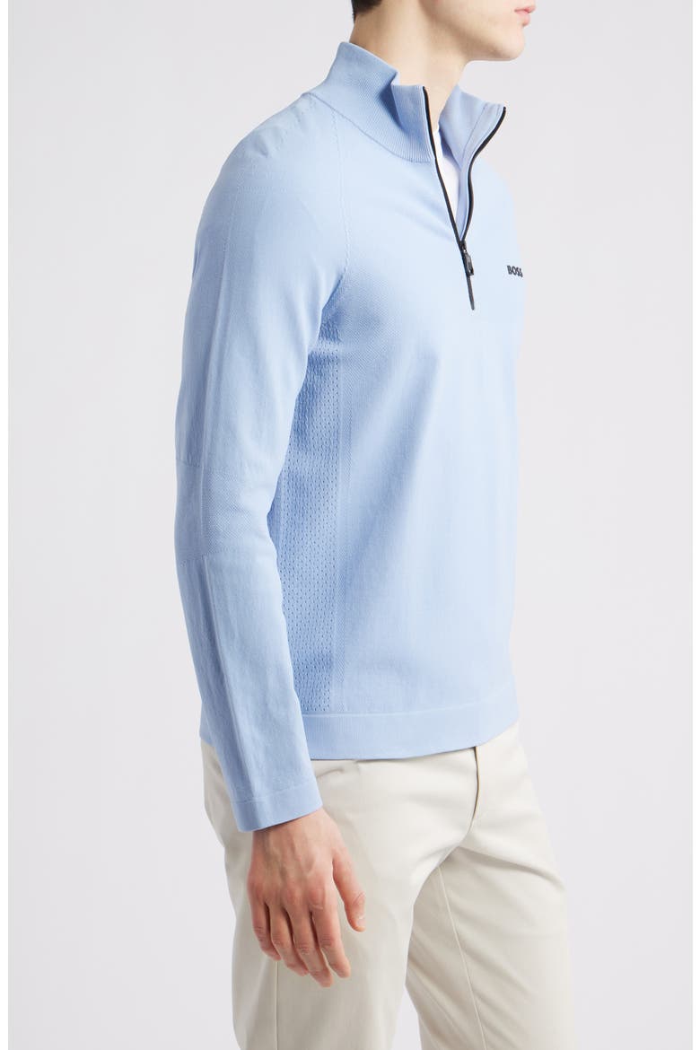 Seamless Tech Quarter Zip Stretch Sweatshirt, Alternate, color, OPEN BLUE