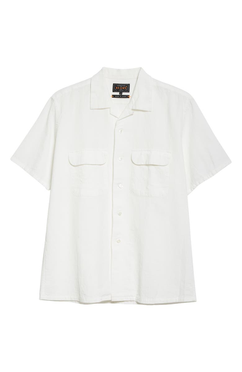 BEAMS Plus Cotton & Linen Short Sleeve Button-Up Shirt, Alternate, color,