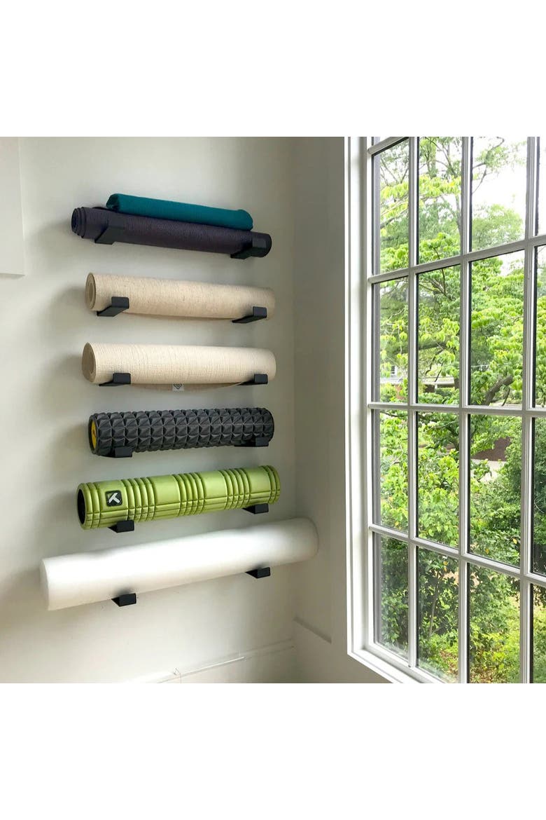 Serenity Yoga Mat Display - Minimalist Rack - Large, Alternate, color, Black