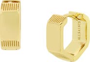 AllSaints Textured Small Hexagon Hoop Earrings