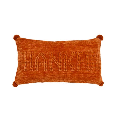 Lux Thankful Harvest Tufted Cozy and Poms Throw Pillow 26" x 14"