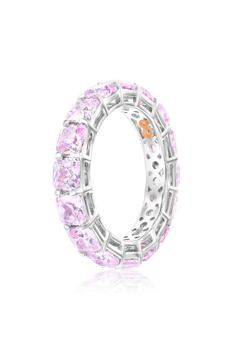 Cushion Cut Cubic Zirconia Eternity Band Ring, Alternate, color, PINK