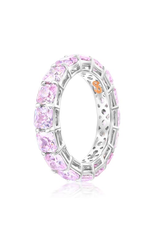Suzy Levian Sterling Silver Cubic Zirconia White Cushion Cut Eternity Band