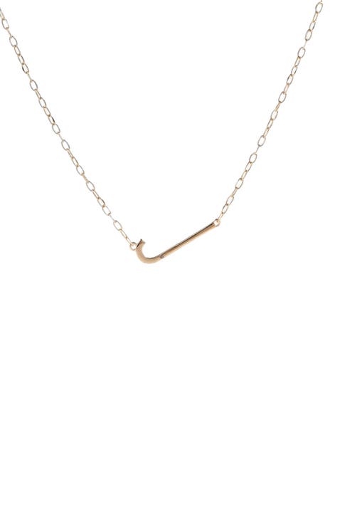 Gold Elongated Initial Pendant Necklace