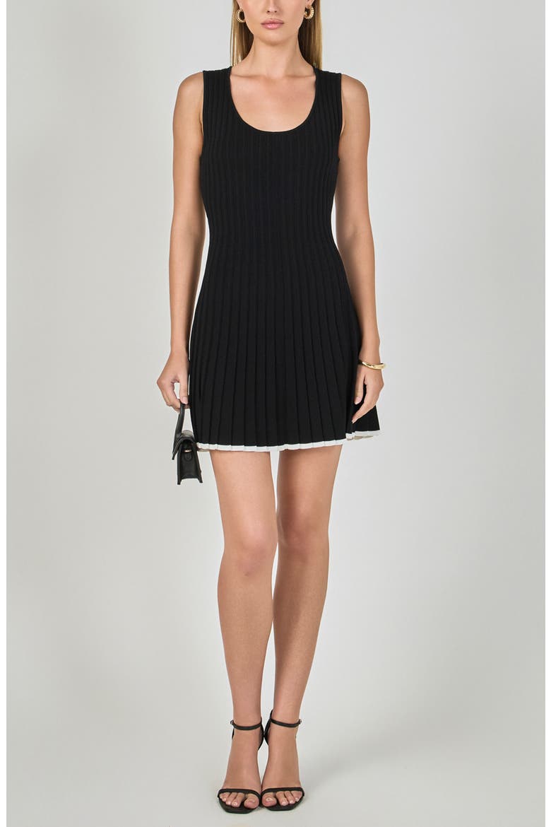 Rib Knit Minidress, Alternate, color, BLACK/ WHITE