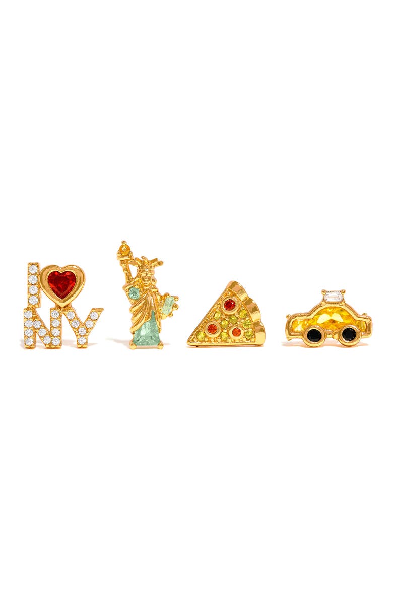 Big Apple Set of 4 Assorted Single Stud Earrings, Main, color, GOLD