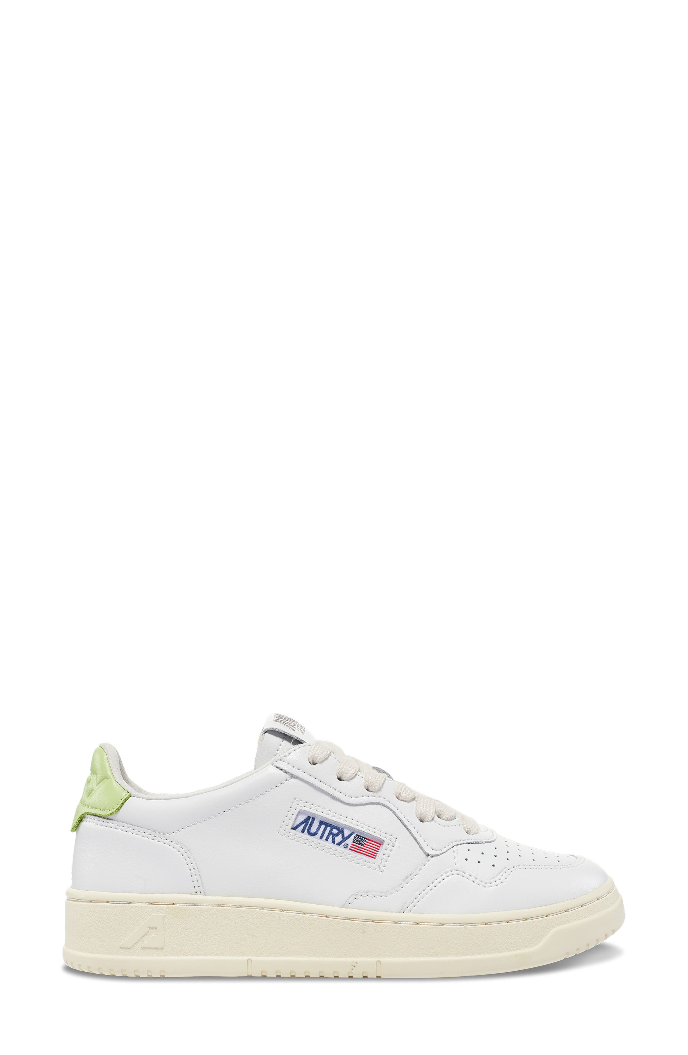 AUTRY Medalist Low Sneaker, Alternate, color, Leather White/ Snap Green