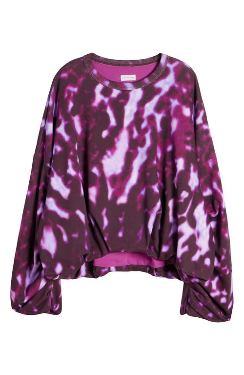 Shop Dries Van Noten Oversize Draped Bubble Hem Sweatshirt In Fuchsia