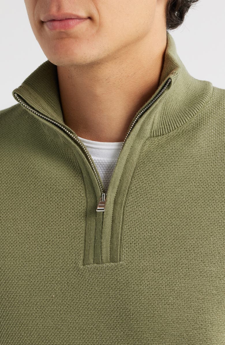 BOSS Illario Quarter Zip Sweater, Alternate, color, Medium Green