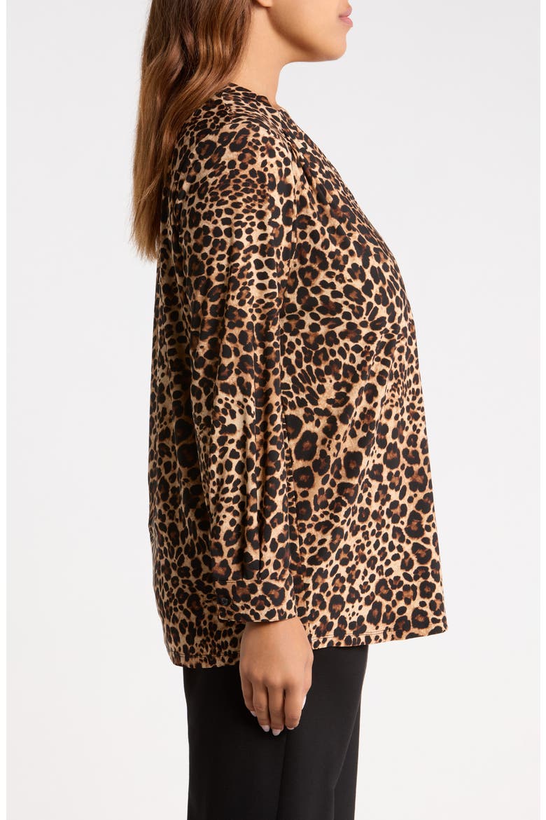 Print Split Neck Top, Alternate, color, ANNE BLACK MULTI