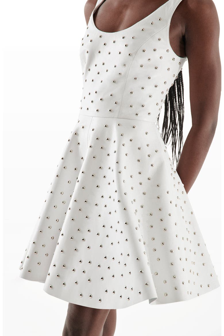 Margot Upcycled Leather Dress, Alternate, color, White