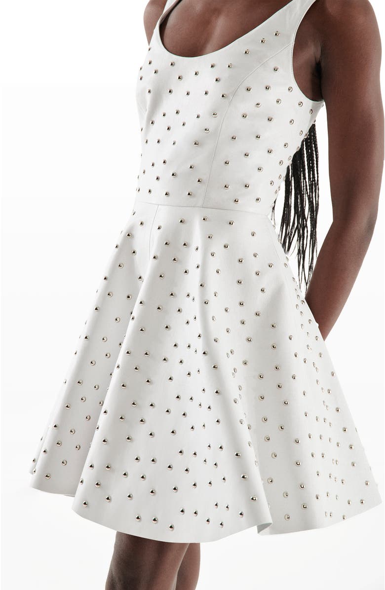 AS by DF Margot Upcycled Leather Dress, Alternate, color, White