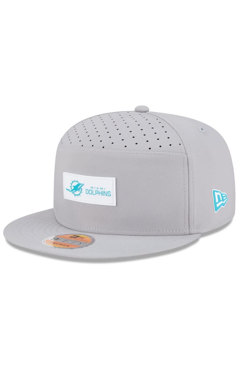 New Era Men's New Era Gray Miami Dolphins 2025 Sideline Split Panel 9FIFTY Snapback Hat, Main, color, Gray