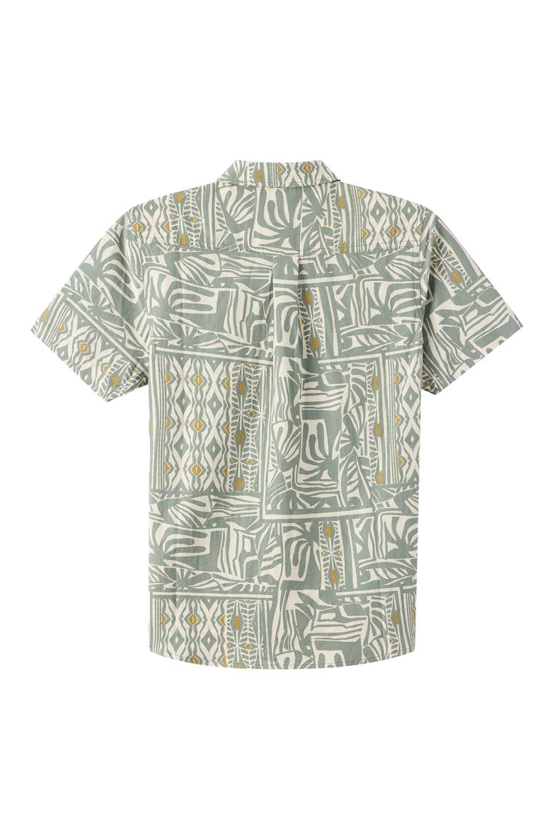 Kids' Oasis Print Short Sleeve Button-Up Shirt, Alternate, color, SAGE