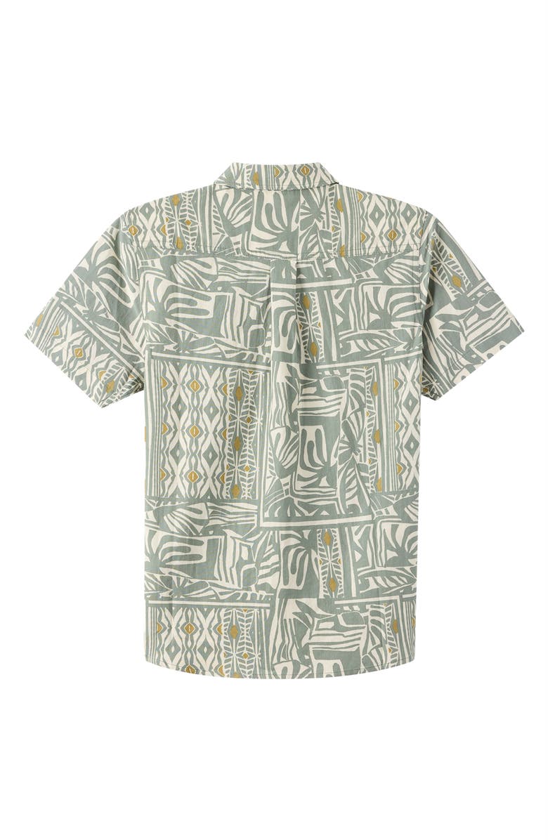 O'Neill Kids' Oasis Palm Tree Print Short Sleeve Button-Up Shirt, Alternate, color, Sage