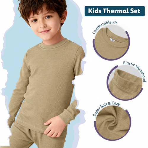 City Threads Boys Soft & Cozy Thermal Long Johns 2-piece Set In Brown