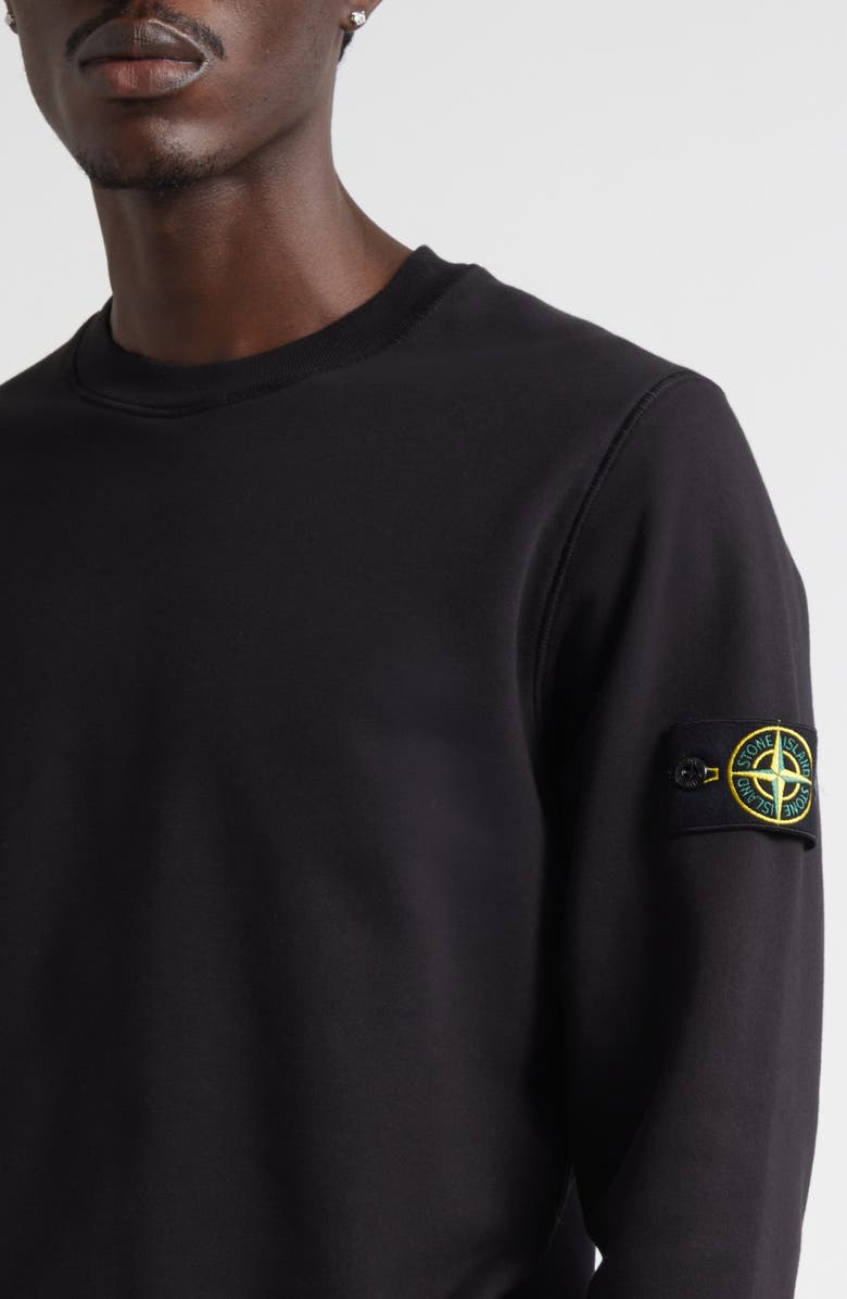 Stone Island Compass Logo Patch Cotton Crewneck Sweatshirt, Alternate, color, V0029 Black