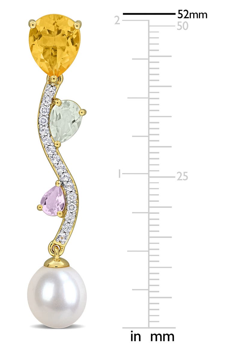 Amethyst & Cultured Freshwater Pearl Drop Earrings, Alternate, color, YELLOW MULTI