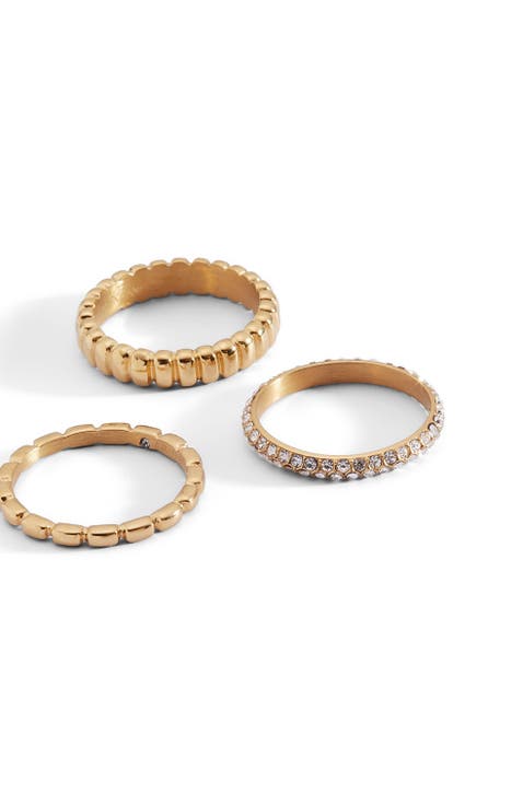 Multi Textured Stacking Ring Set of 3