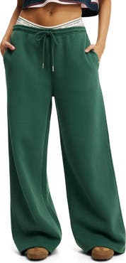 COTTON ON BODY Women's Active Plush Tie Waist Wide Leg Sweatpant