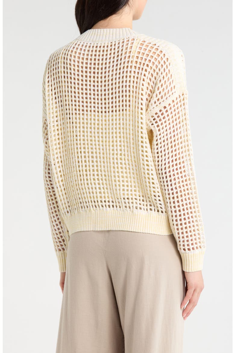 Camellia Openwork V-Neck Cotton Blend Cardigan, Alternate, color, HONEYSUCKLE