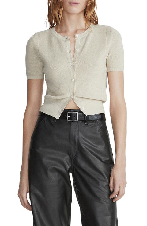 Dina Short Sleeve Cotton Blend Cardigan