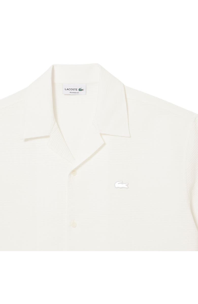Lacoste Relaxed Fit Waffle Texture Cotton Camp Shirt, Alternate, color, Flour