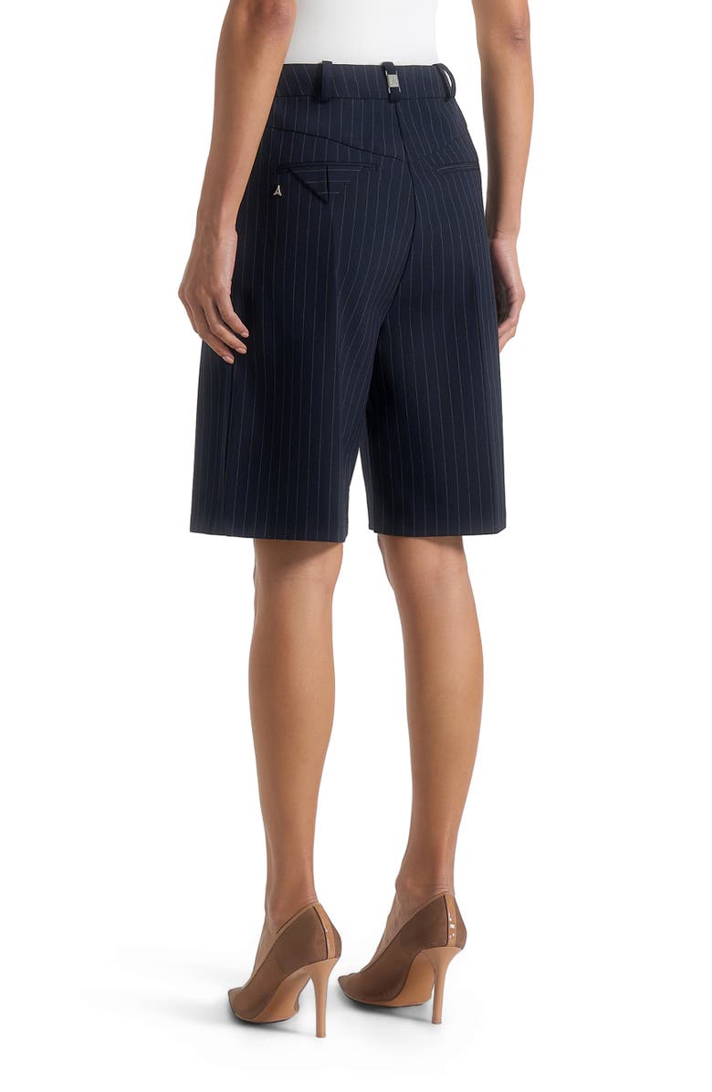Manière De Voir Lorette Pinstripe Double Pleat Tailored Shorts, Alternate, color, Navy Pinstripe