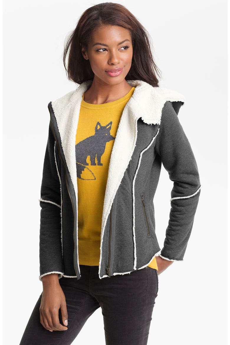 Faux Fur Lined Hoodie, Main, color, MEDIUM HEATHER GREY
