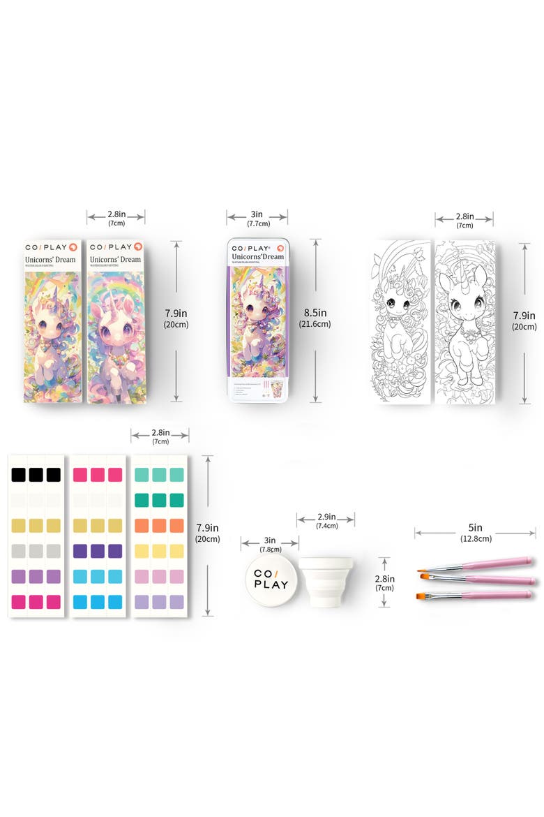Watercolor Painting Art Kit ,Unicorns Dream, Tin Box, Kids 6+, Alternate, color, Multicolored