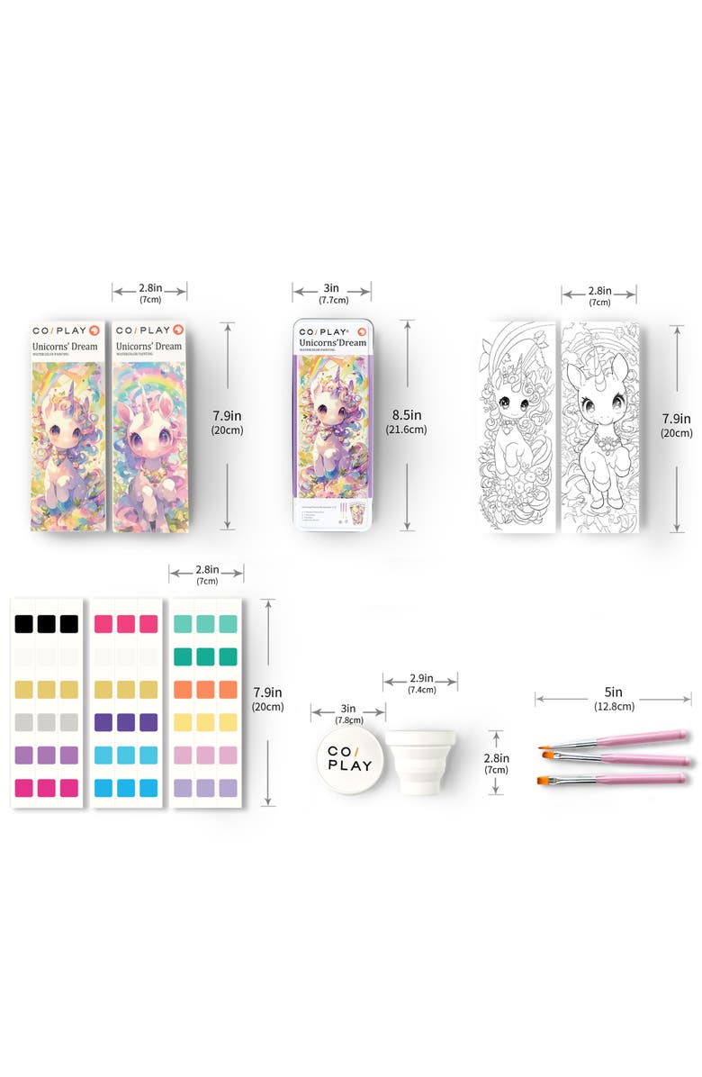 COIPLAY Watercolor Painting Art Kit ,Unicorns Dream, Tin Box, Kids 6+, Alternate, color, Multicolored