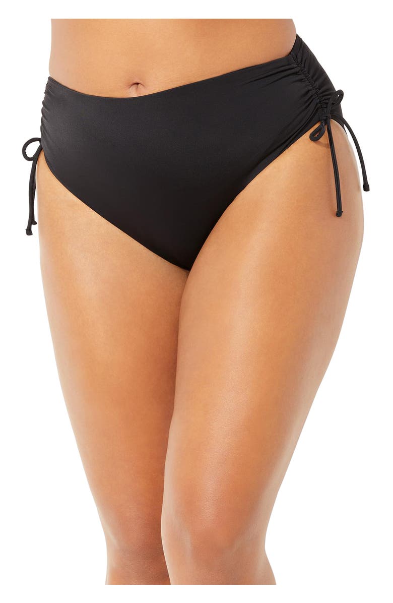 Swimsuits for All Virtuoso Ruched Side Tie Bikini Bottom, Main, color, Black