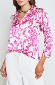 L'AGENCE Dani Silk Button-Up Shirt