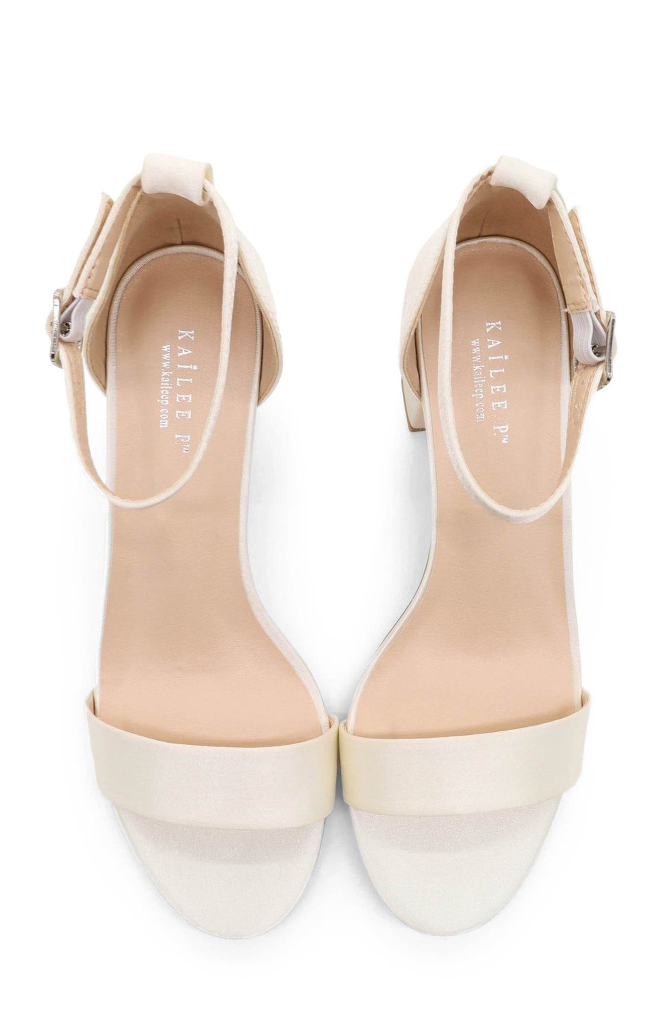 Naomi Satin Block Heel  Sandals, Alternate, color, Ivory