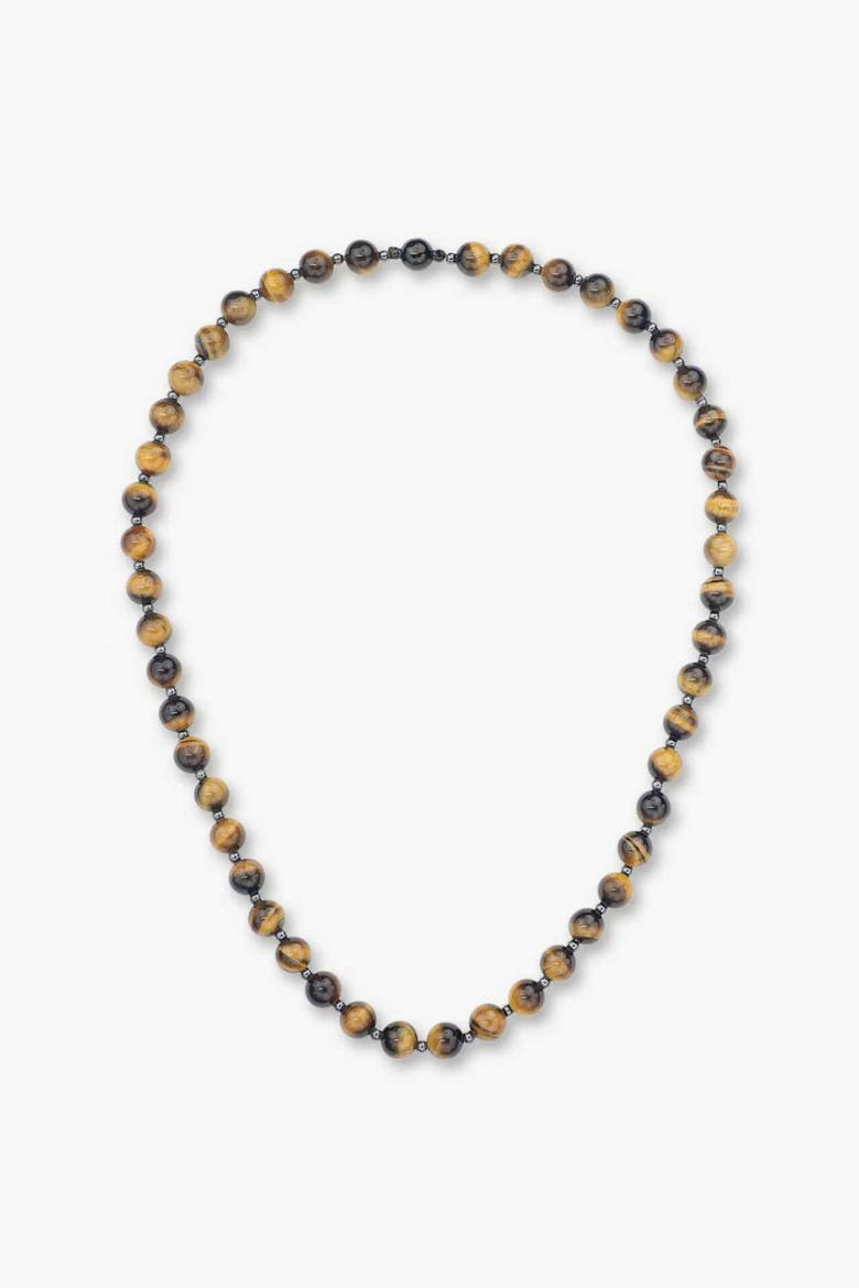 Tiger's Eye Beaded Necklace, Main, color, Black