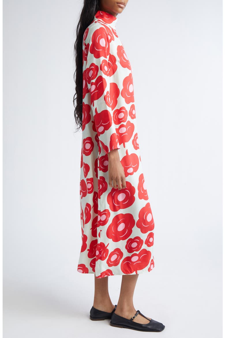 Aikakausi Long Sleeve Midi Shift Dress, Alternate, color, LIGHT TURQUOISE RED PINK