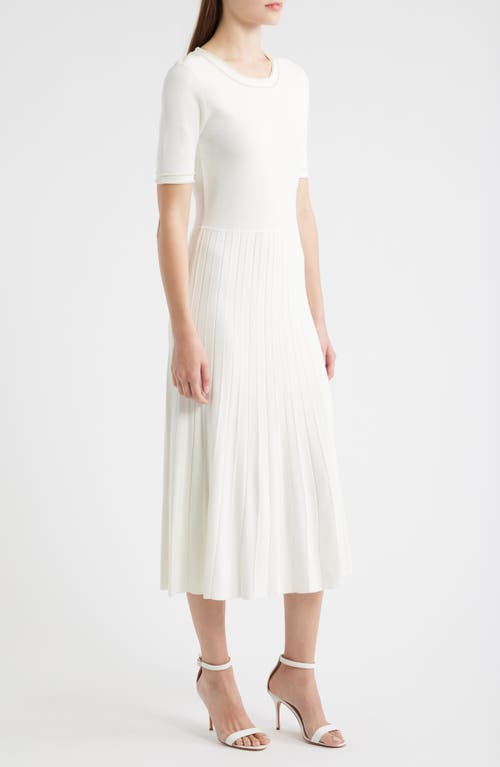 Elie Tahari The Robin Pleated Bead-trim Midi Sweater Dress