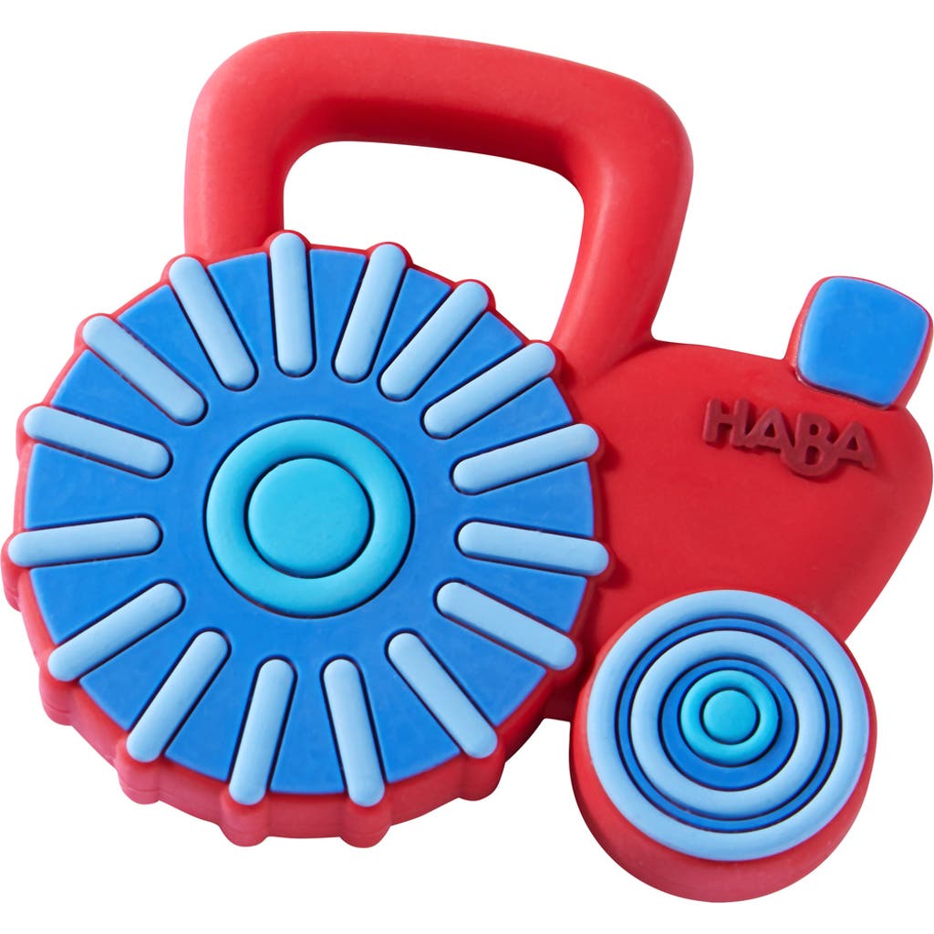 Haba Tractor Silicone Teether In Blue
