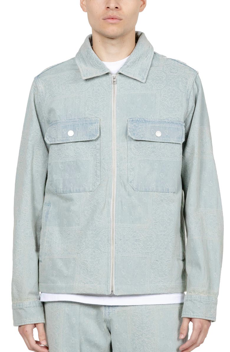 PLEASURES Merit Jacquard Denim Work Jacket, Main, color, 