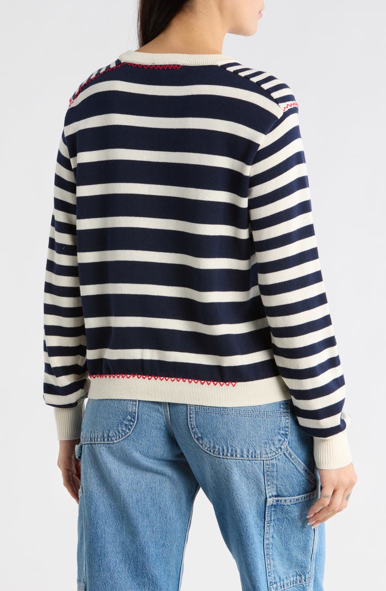 Desigual Stripe Cotton Sweater, Alternate, color, Navy Blue