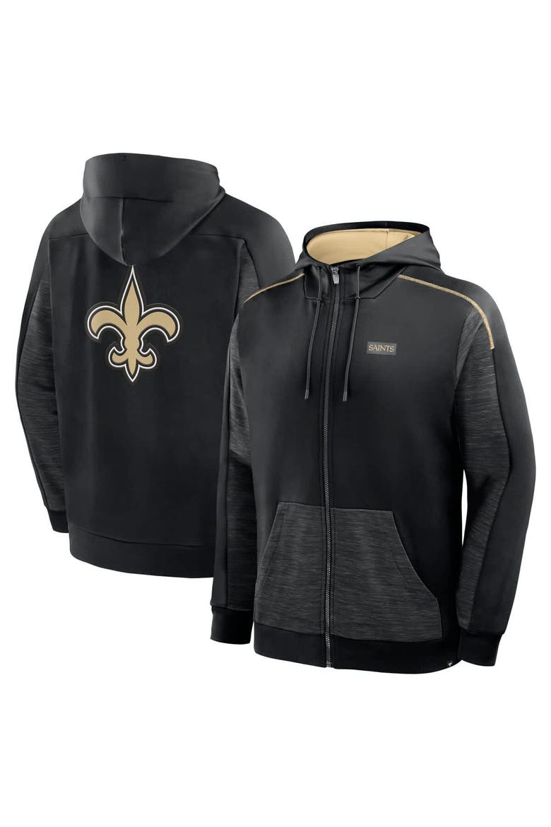 Men's Fanatics Black New Orleans Saints Checkdown Pass Full-Zip Hoodie, Main, color, Black