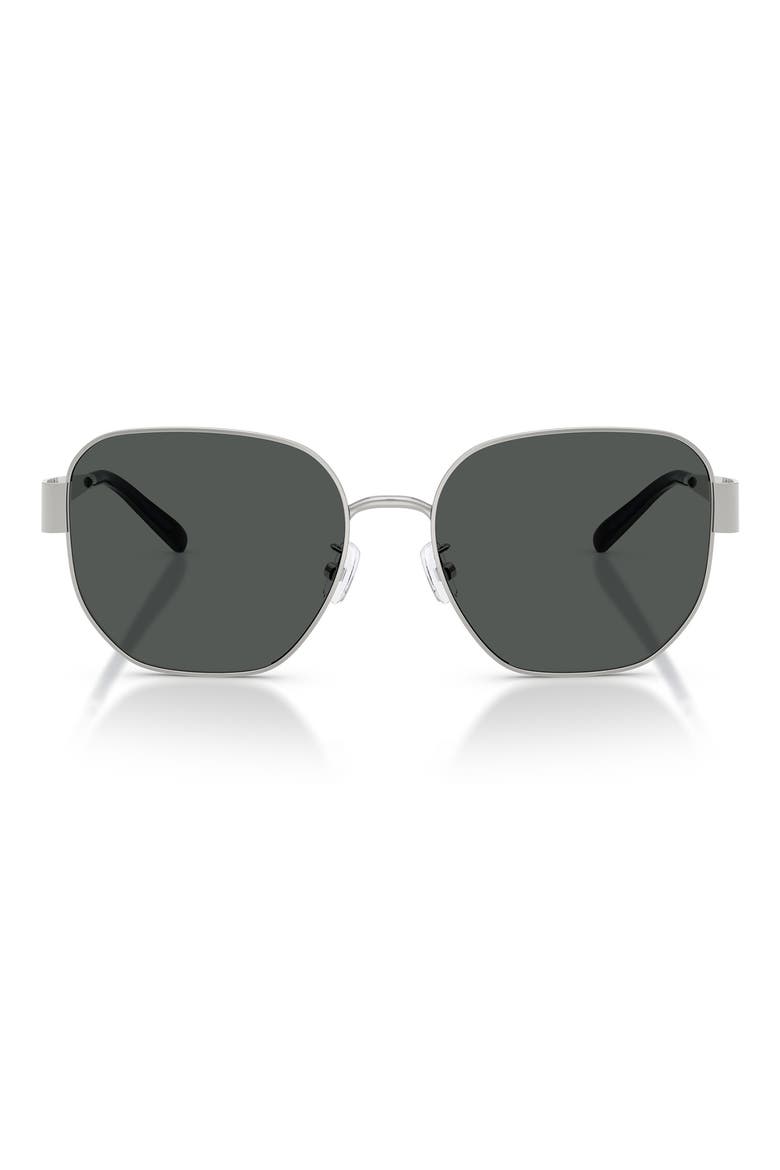 56mm Irregular Sunglasses, Main, color, SILVER / DARK GREY